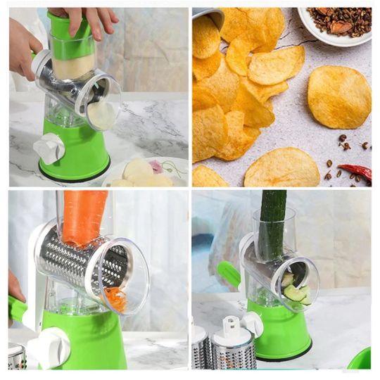 Kitchen Vegetable Cheese Grater Chopper With 3 Sharp Stainless Steel Drums - Glimmer Goods