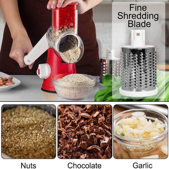 Kitchen Vegetable Cheese Grater Chopper With 3 Sharp Stainless Steel Drums - Glimmer Goods