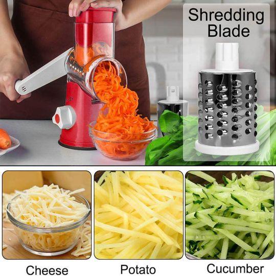 Kitchen Vegetable Cheese Grater Chopper With 3 Sharp Stainless Steel Drums - Glimmer Goods
