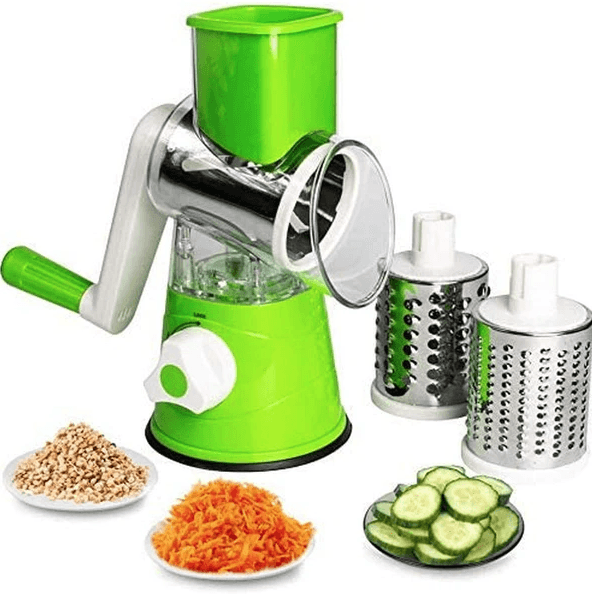 Kitchen Vegetable Cheese Grater Chopper With 3 Sharp Stainless Steel Drums - Glimmer Goods